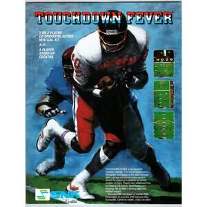 Touchdown Fever Video Game Flyer Original 1987 Retro 8.5" x 11" Football Sports